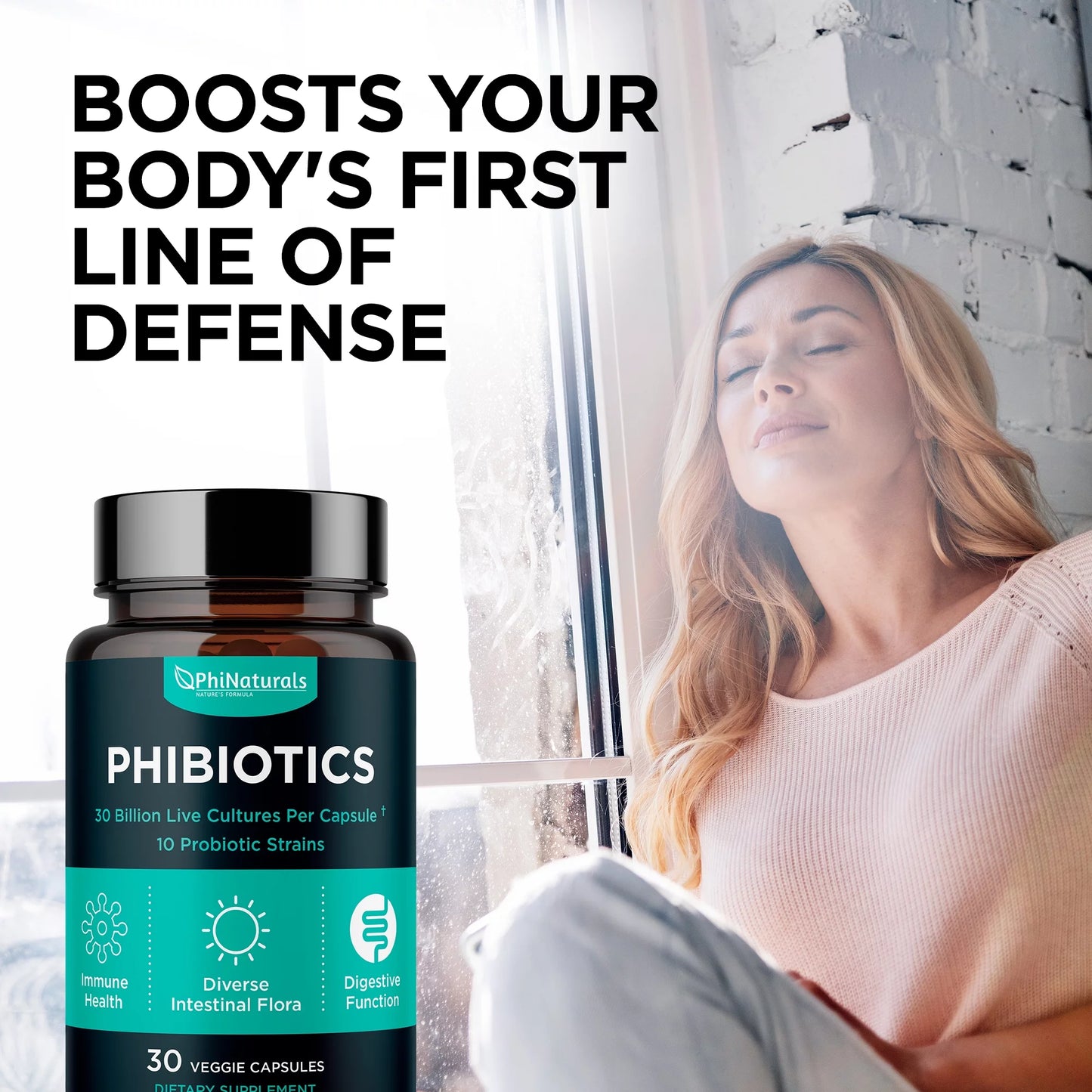 Probiotics 1030 Supplement - Probiotics Supplement with 30 Billion Cfus of High Strength Probiotic for Digestive Health with 10 Strains of Acidophilus and Bifidobacterium by