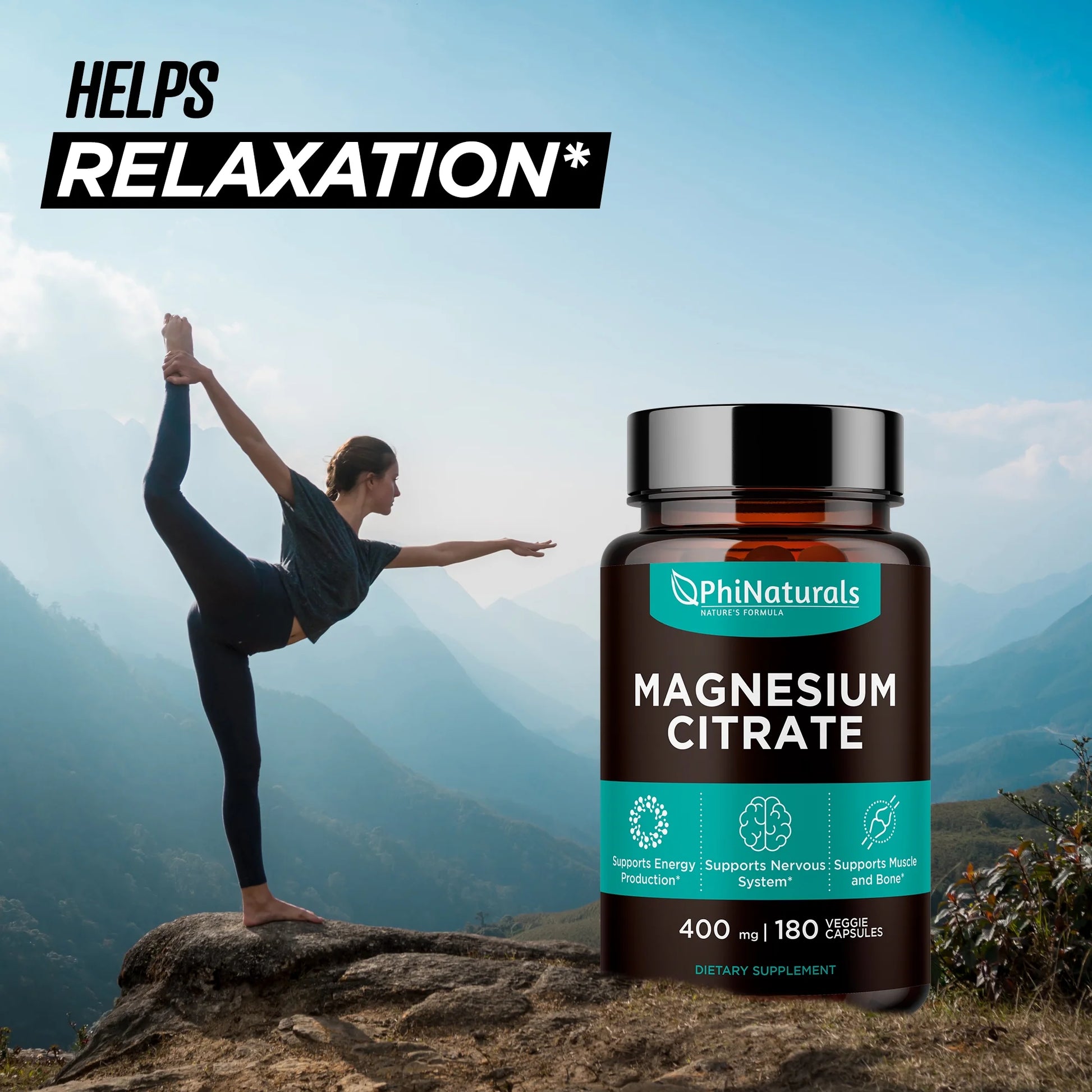 Magnesium Citrate 400Mg Supplement 180 Capsules by