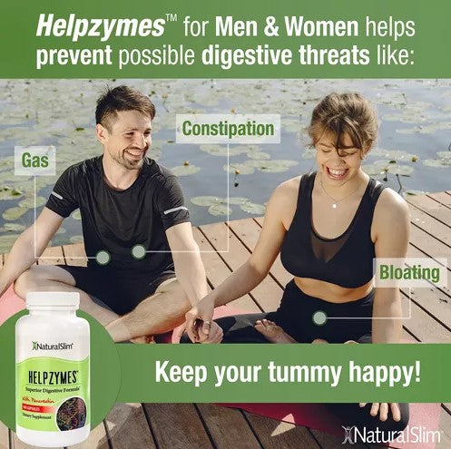 Helpzymes con ácido HLC y pancreatina, paquete de 2, enzimas digestivas, 100 cápsulas por NaturalSlim